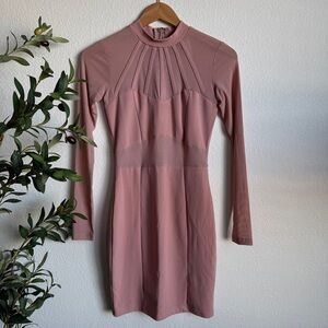 Windsor Dusty Rose Mesh Long Sleeve Bodycon Midi Dress Size Medium